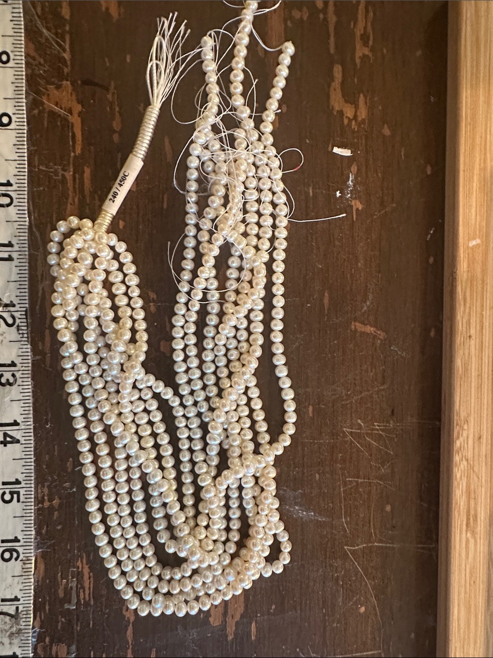 8 strands, 20” each of real pearls 5-5.5 mm